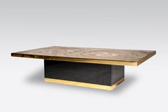 Table basse Ammonite en laiton gravé et incrusté de Georges Mathias