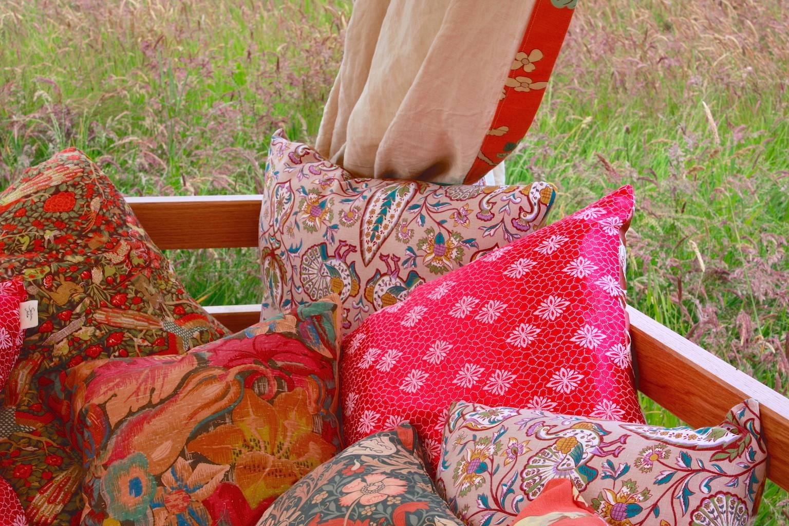 Hand-Crafted Daybed in Oak with Canvas and Heritage Fabric Canopy by Sunbeam Jackie For Sale