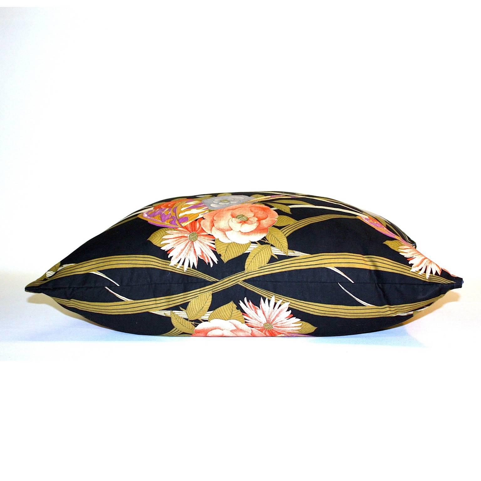 Vintage Fabric Large Floor cushion 1970s British Art Nouveau revival cotton In New Condition For Sale In Penzance, Cornwall