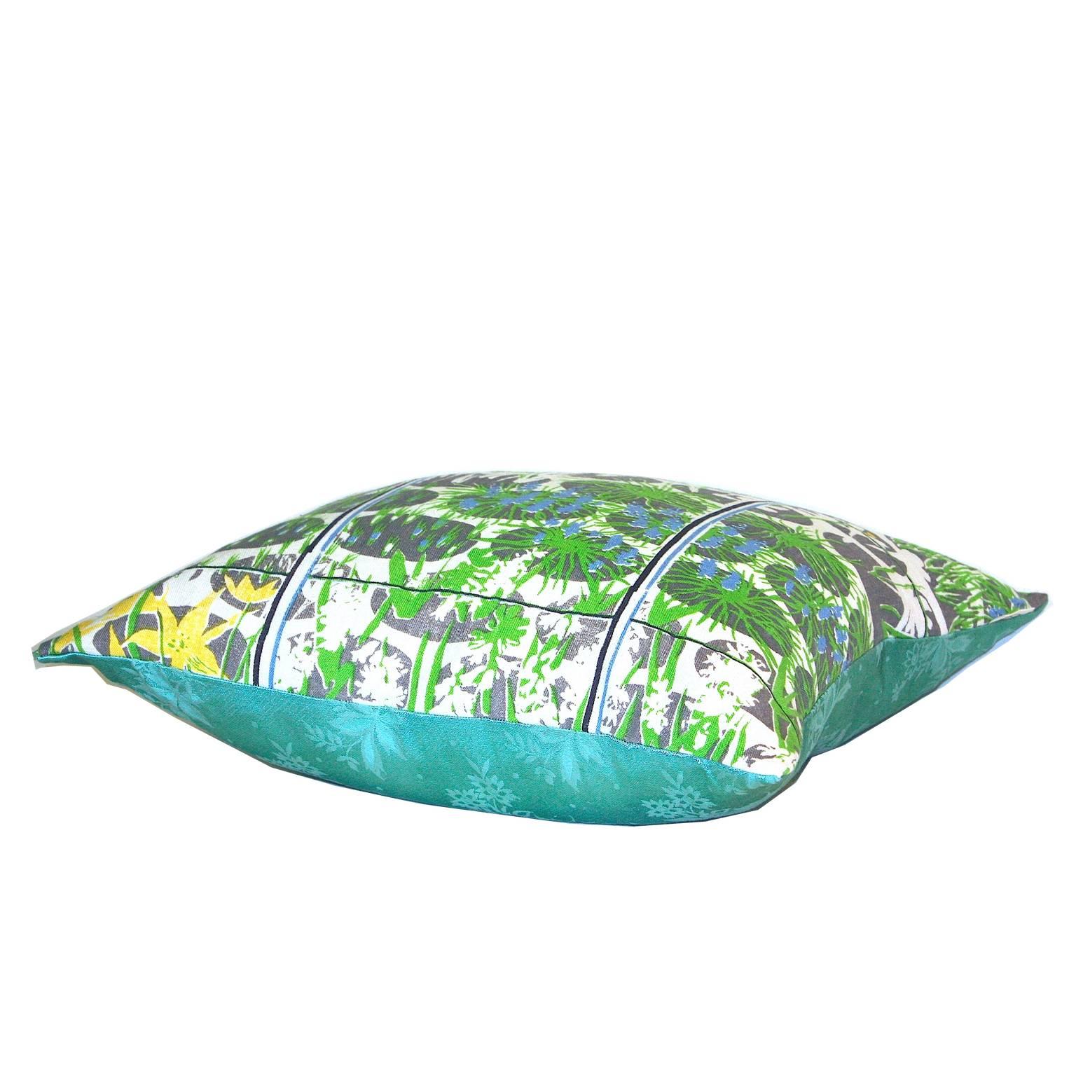 'Candy' is a one-off cushion from the Sunbeam Jackie textile collection made using heritage fabrics; 1950’s screen-printed linen with abstract water lily motif
1950s green floral brocade.
A one-off cushion from Sunbeam Jackie, perfect for adorning