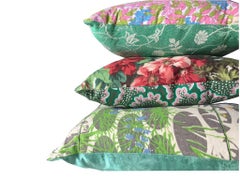 Green Yellow Pink Candy Coloured Maximalist Floral Vintage Cushions Collection