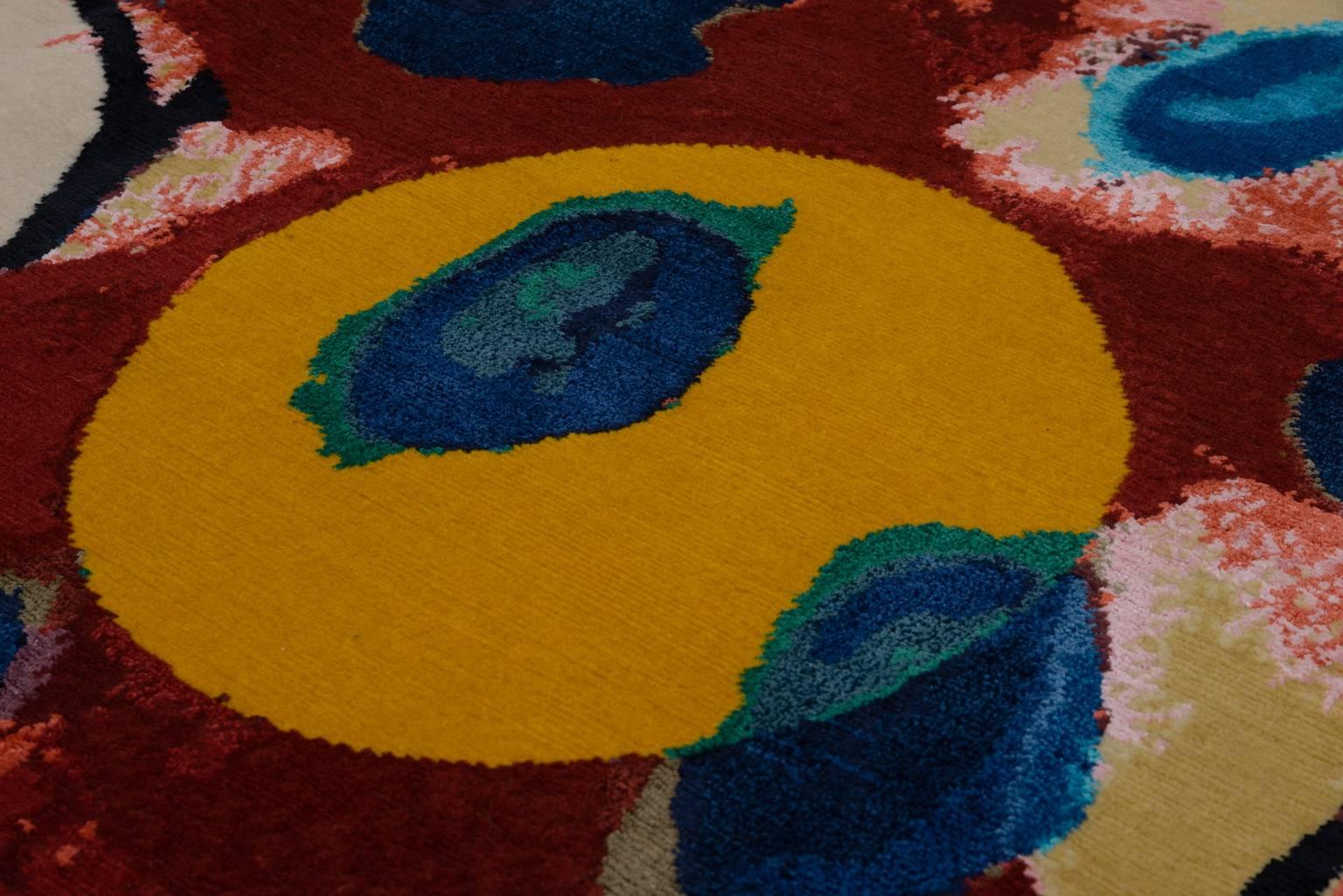 Doble & Strong Rug, Myoglobin Design, Handwoven in Nepal, Wool and Silk In New Condition For Sale In Glen Iris, VIC