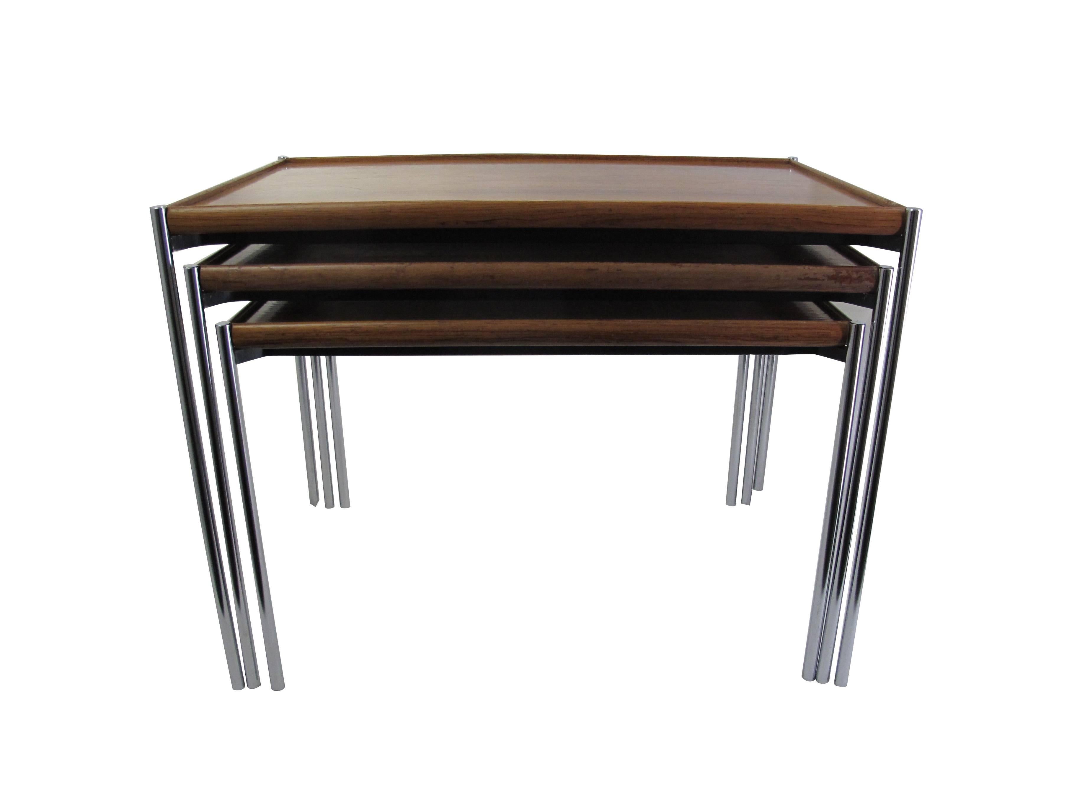 Mid-20th Century Reversible Model 125 Nesting Tables from Lämmle & Co, Set of Three