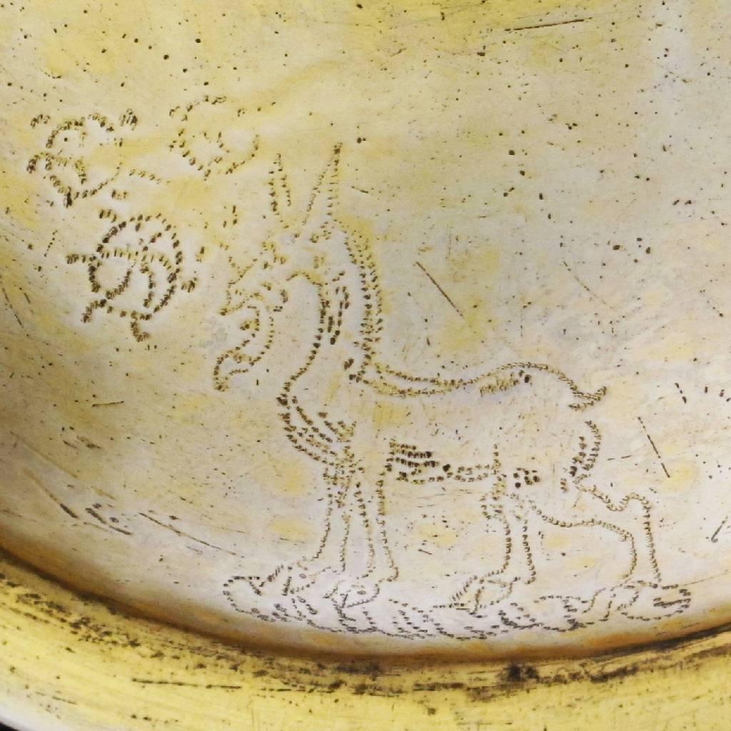 London, 1620, maker's mark TB.

Many of the greatest surviving objects from the Elizabethan and Jacobean periods are silver- or gold-mounted rarities and novelties. Coconuts, ostrich eggs, nautilus shells, ivory; Chinese porcelain, Iznik pottery,