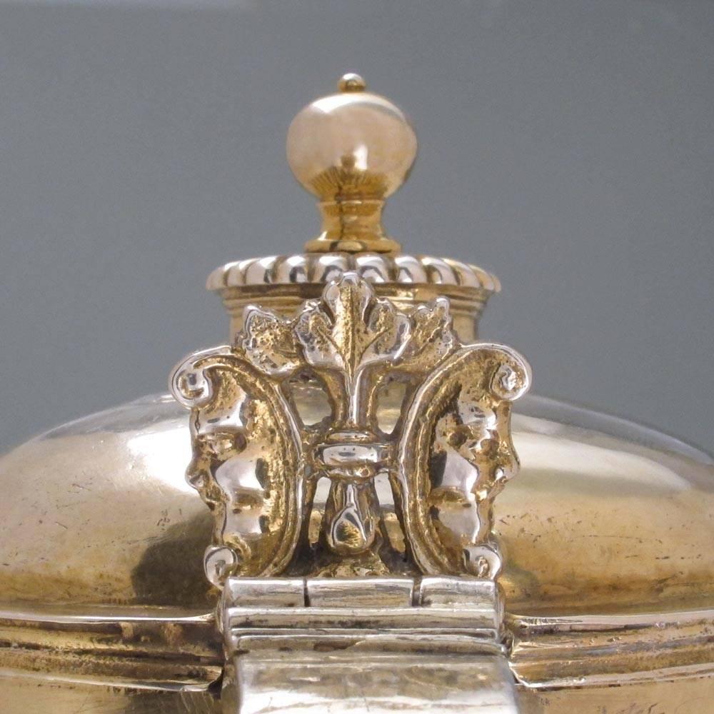 English James I Antique Silver Gilt Serpentine Tankard