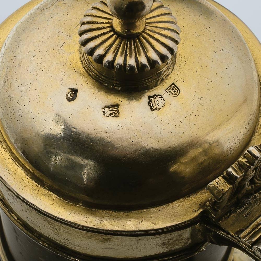 James I Antique Silver Gilt Serpentine Tankard In Excellent Condition In New York, NY