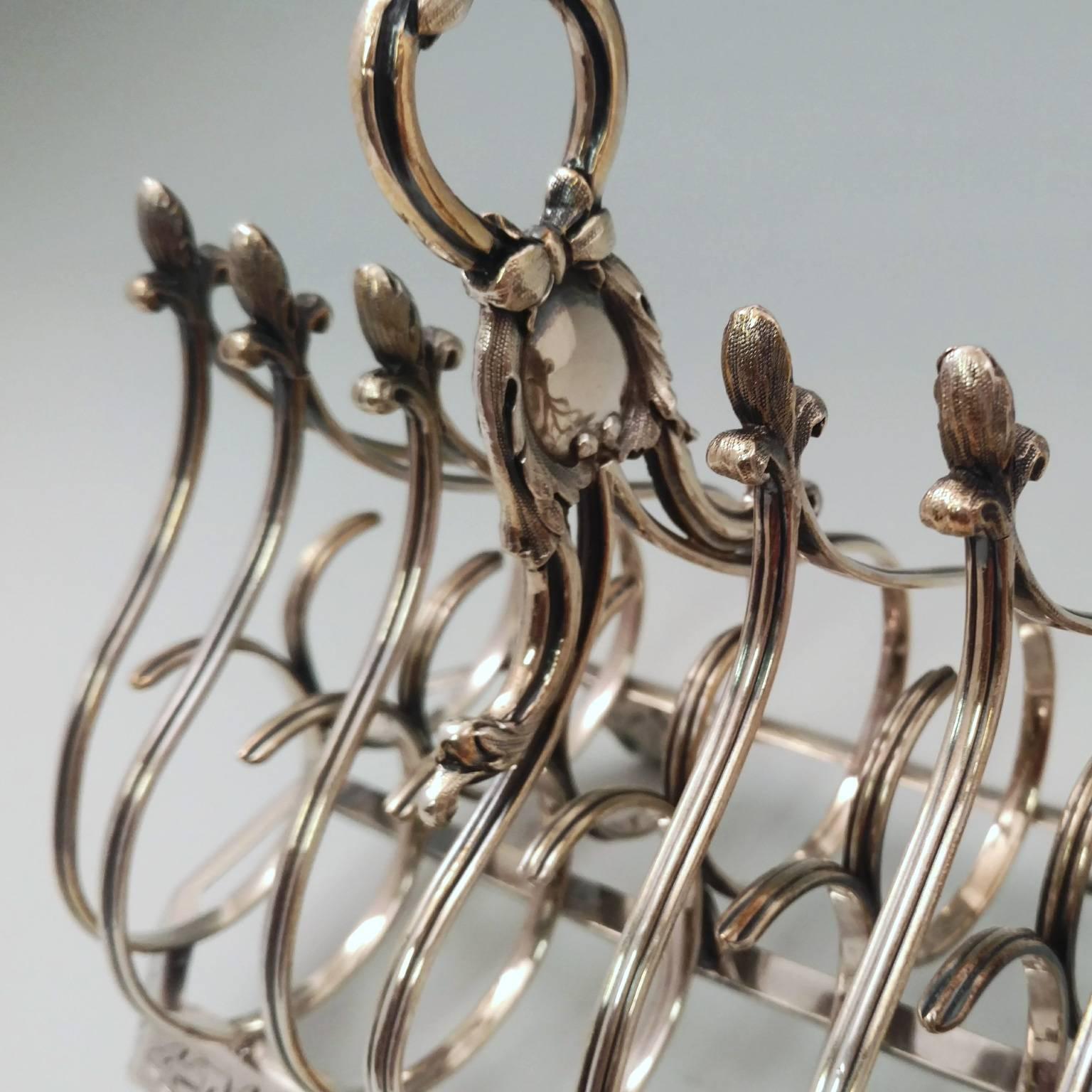 English 19th Century Sterling Silver Toast Rack For Sale