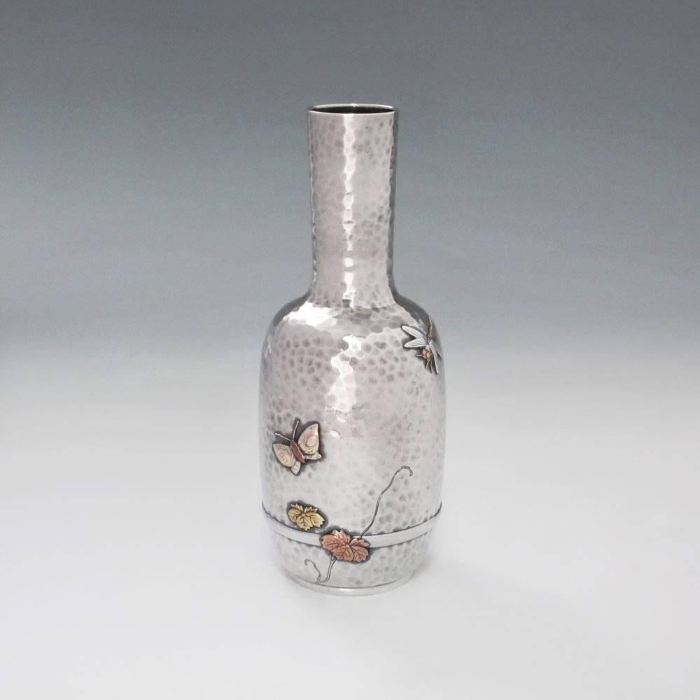 Tiffany & Co. Mixed-Metal Japonisme Vase In Excellent Condition For Sale In New York, NY