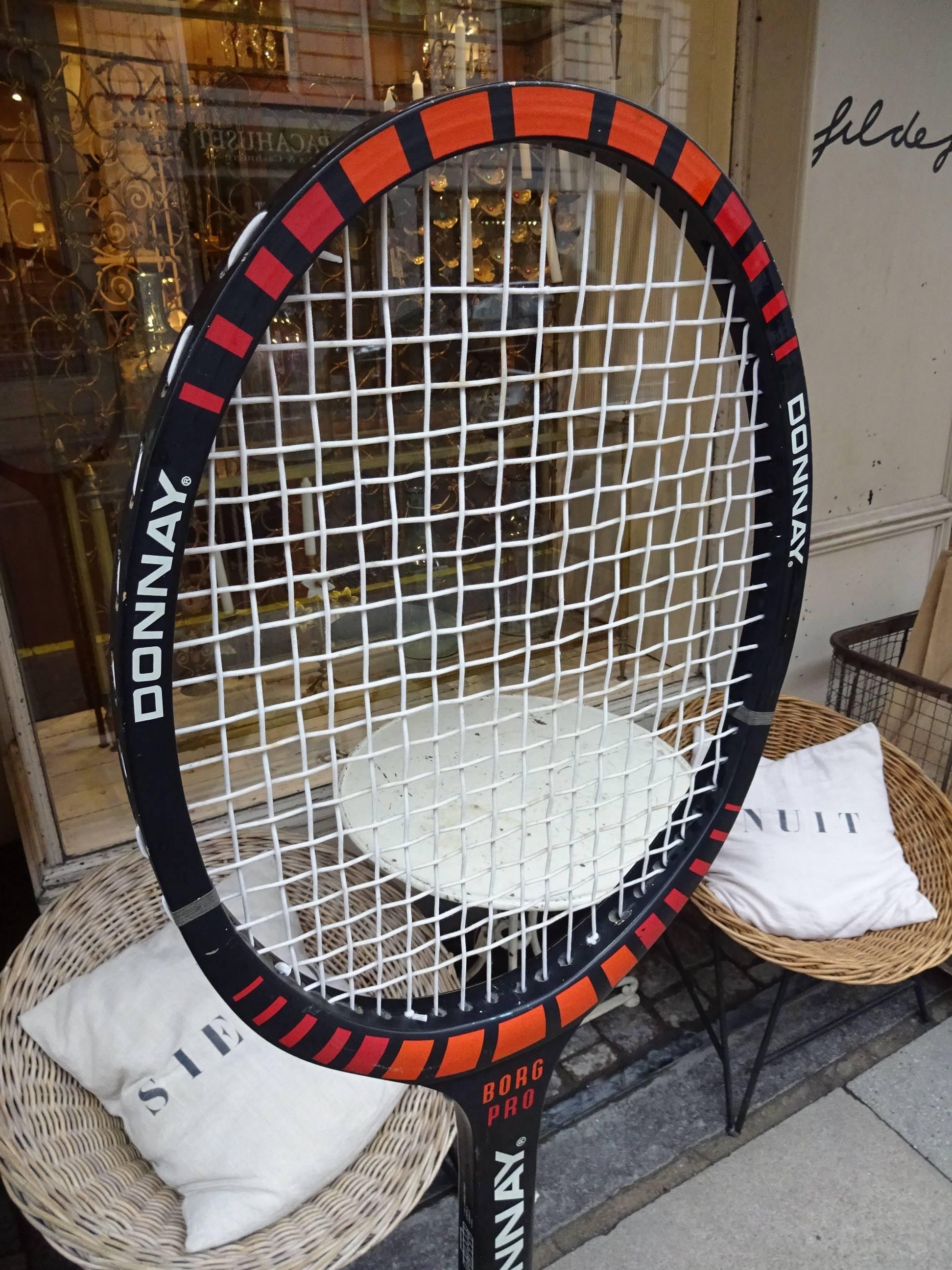 Cool promotional and large Donnay brand racket, known as Borg Pro, used by legendary Swedish Bjorn Borg in 1970s-1980s. It is with this racket that he won numerous victories at Wimbledon.
   
  
