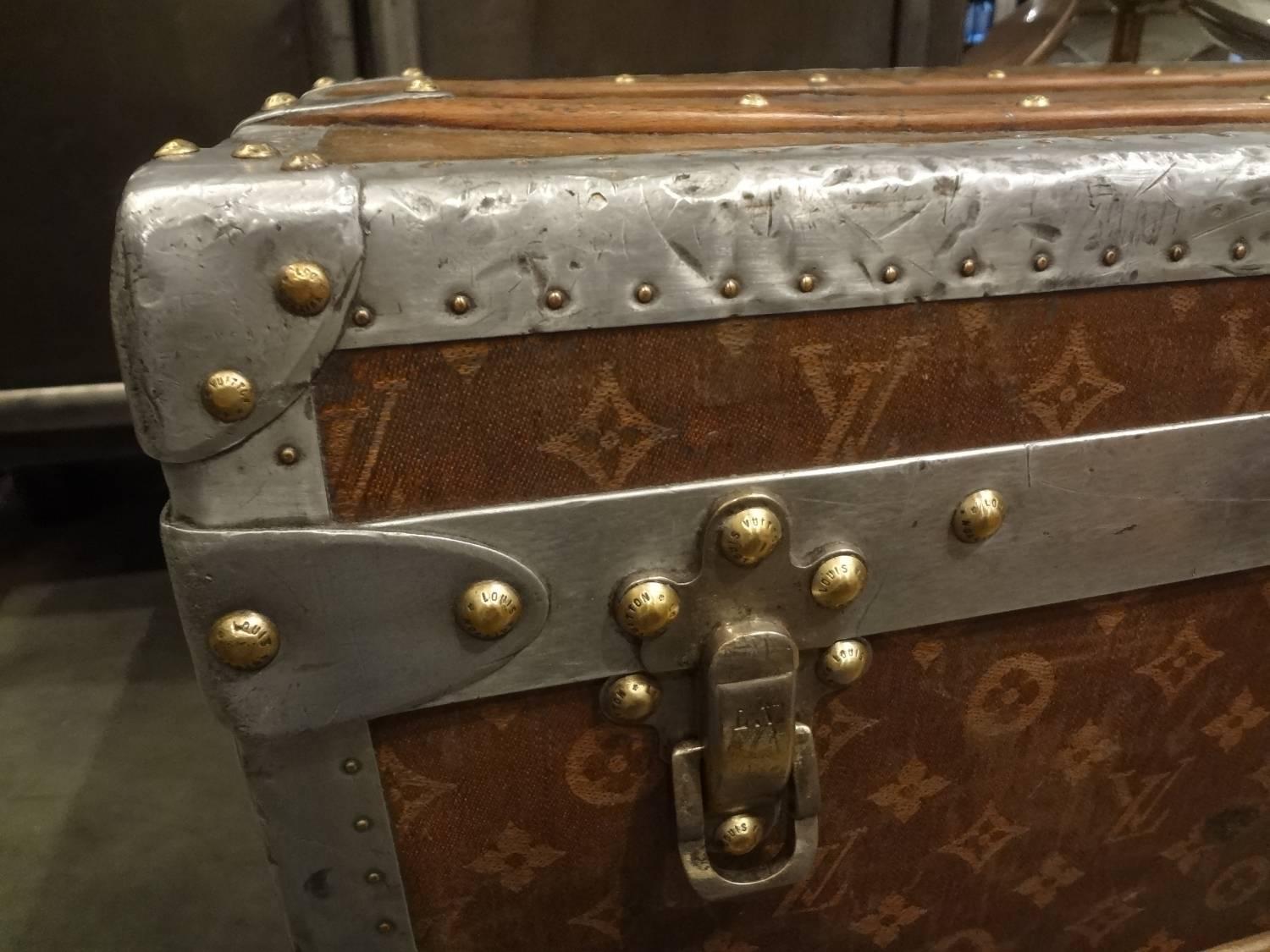 Very large and extremely beautiful Louis Vuitton trunk (steam trunk), with all the quality one would expect. Produced back in 1897, with the finest aluminium detailing. Perfect patina.