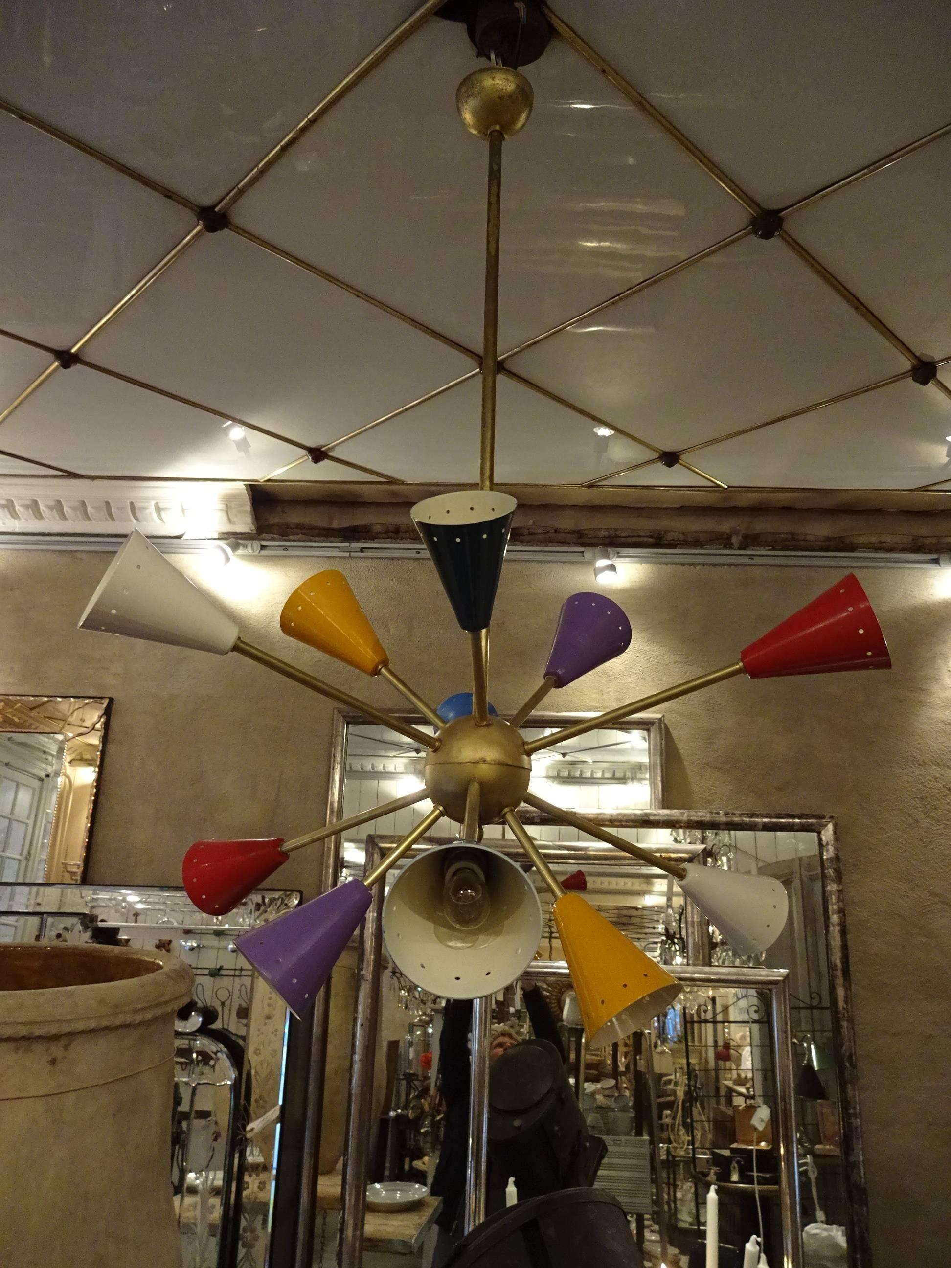 Brass Mid-20th Century Stilnovo Sputnik Lamp