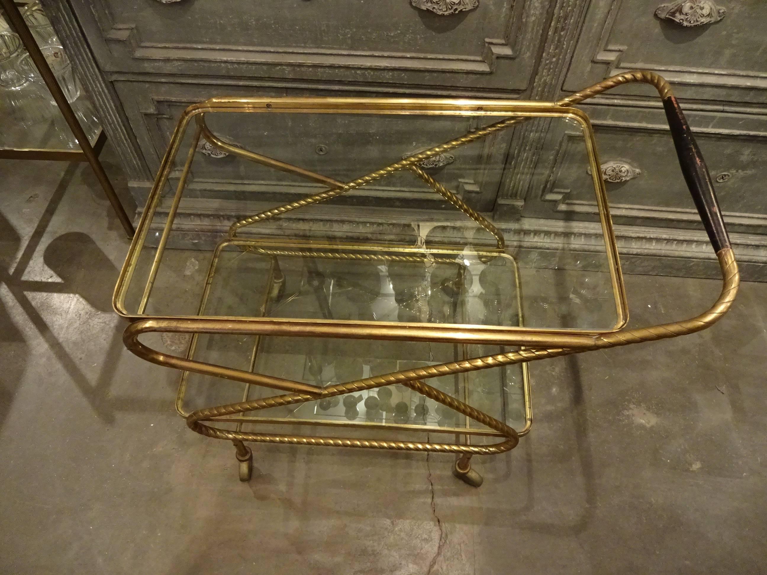 Other Mid-20th Century French Brass Drinks Trolley