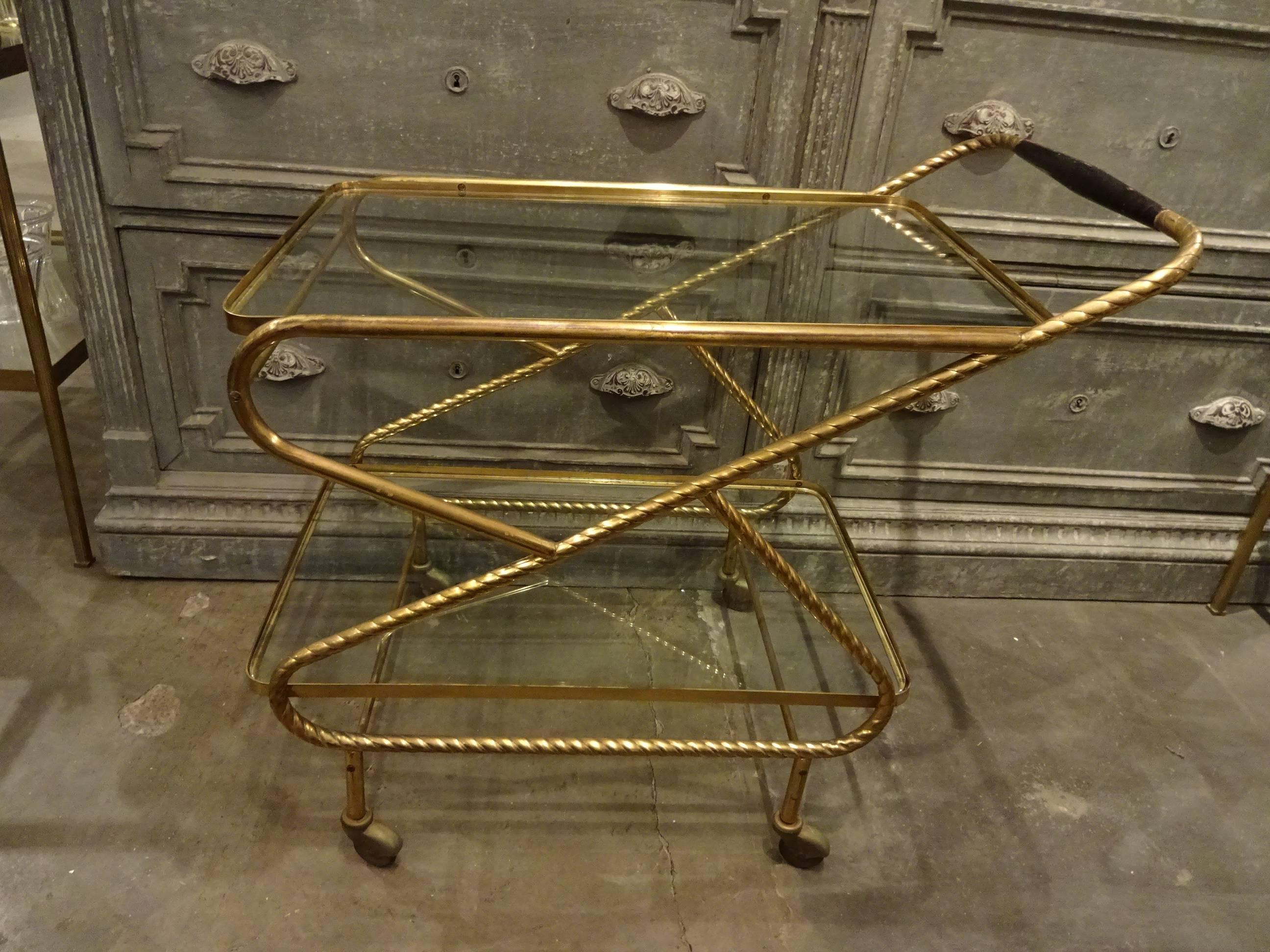 Mid-20th Century French Brass Drinks Trolley 1