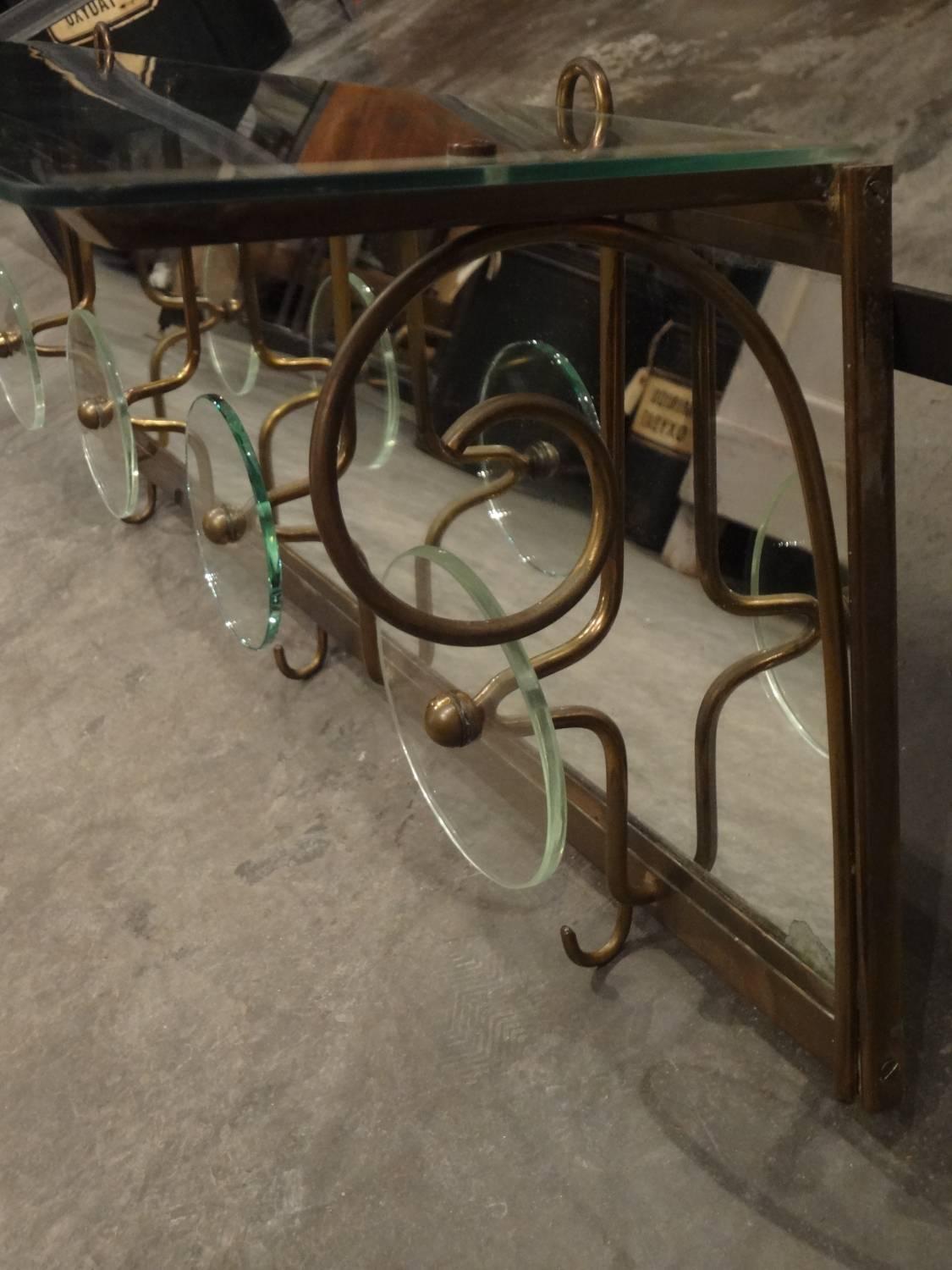 French Mid-20th Century Brass Hat Rack