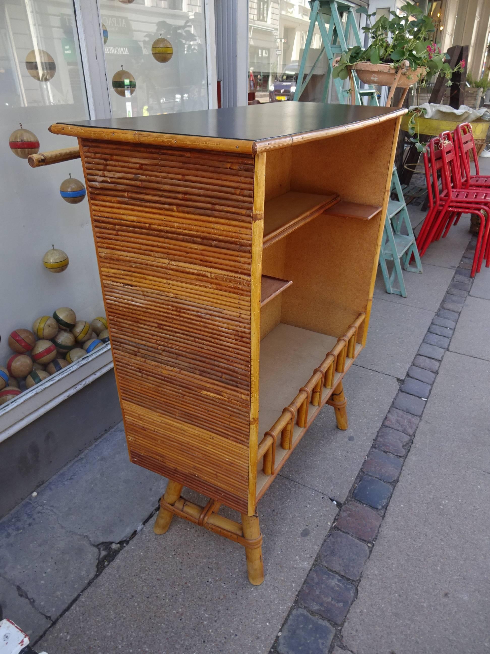 Fabulous retro French rattan / bamboo decorated bar counter, from the 1960s. Great piece for a bar, café, shop or as a fun piece for the private home.