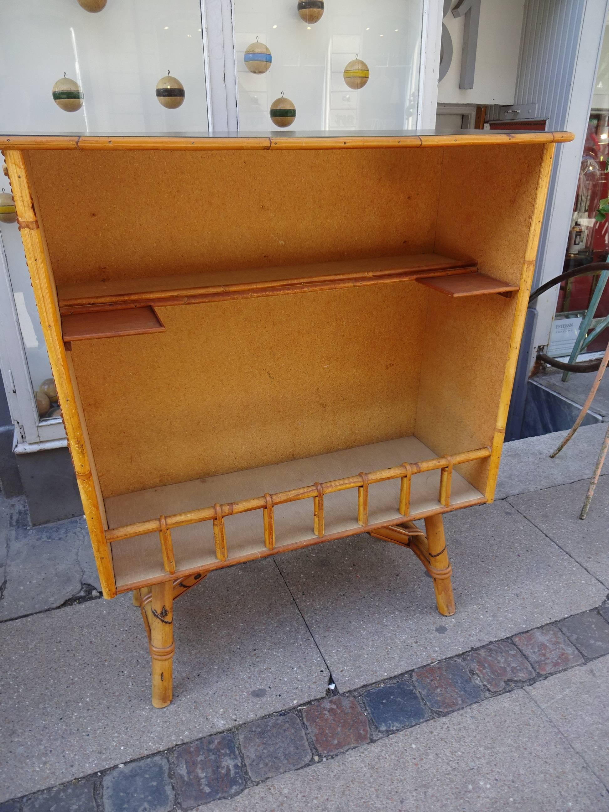 Bamboo Mid-20th Century French Rattan Bar Counter