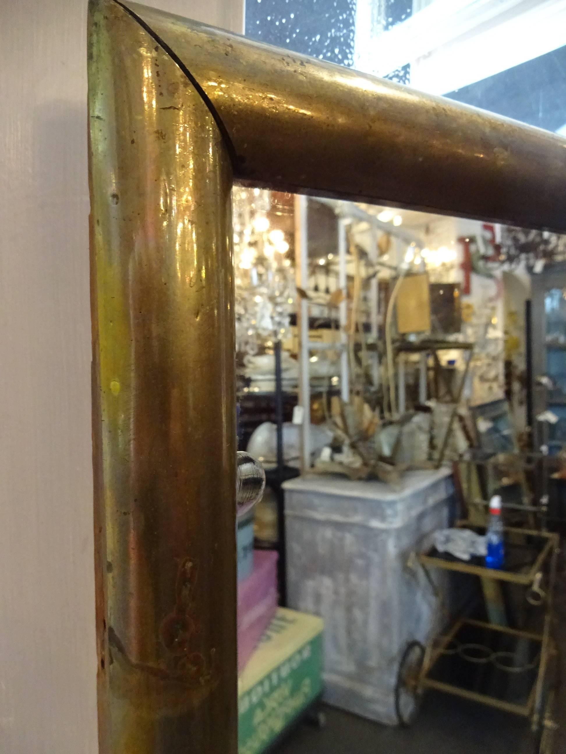 Other Late 19th Century French Brass Bistro Mirror