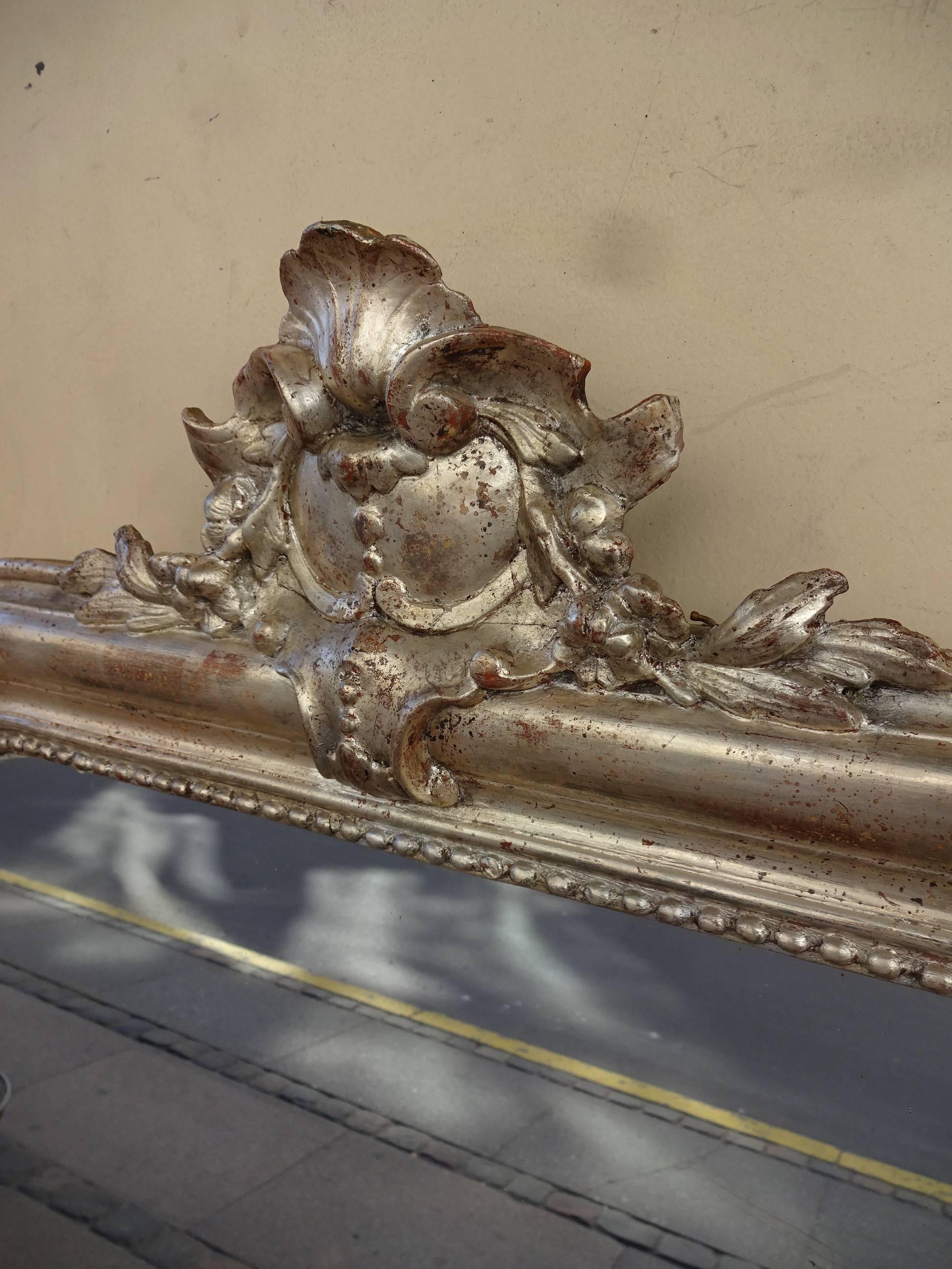 Antique Louis Philippe Silver Mirror In Good Condition In Copenhagen K, DK