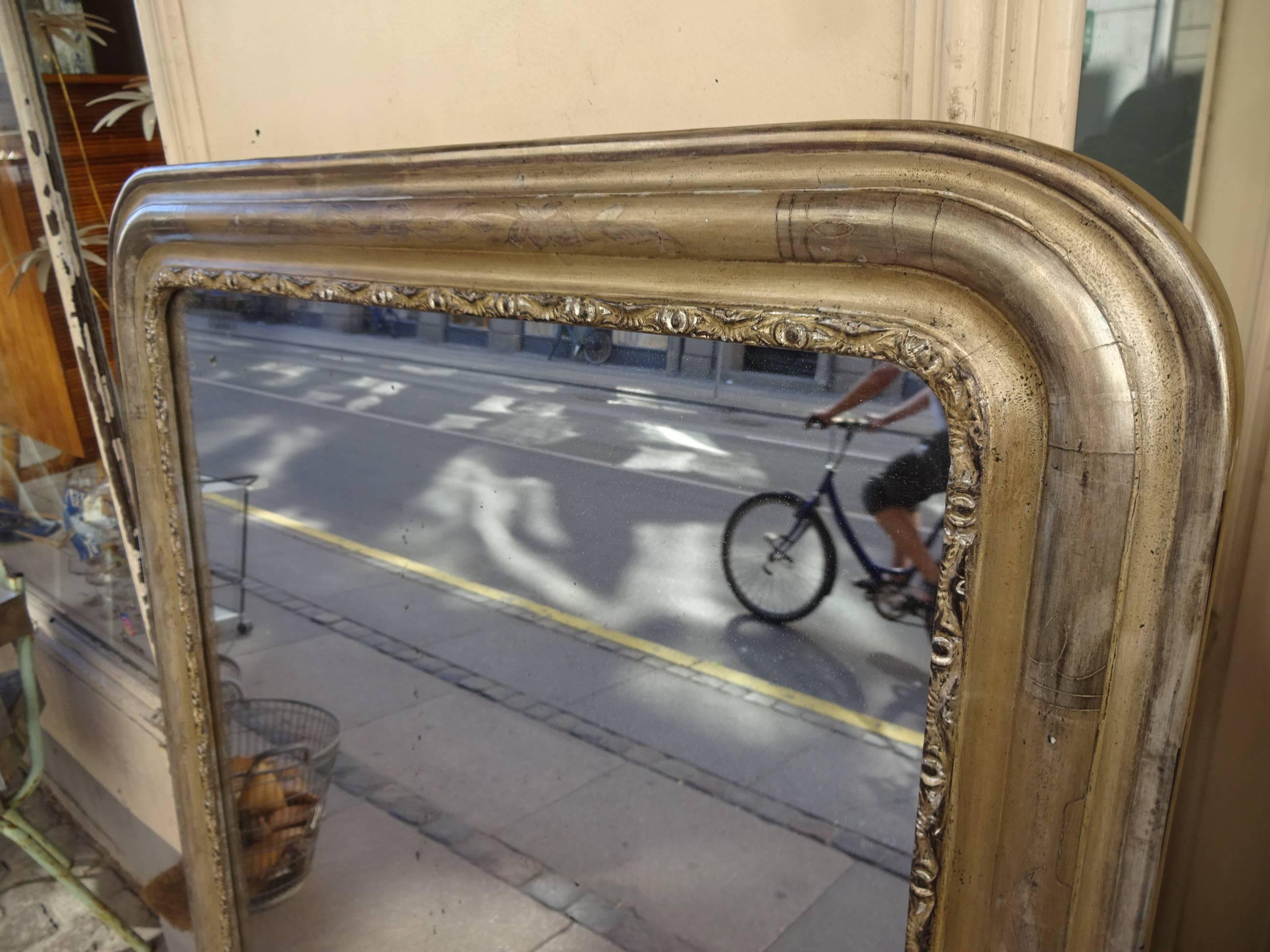 Antique French Louis Philippe Silver Mirror 1