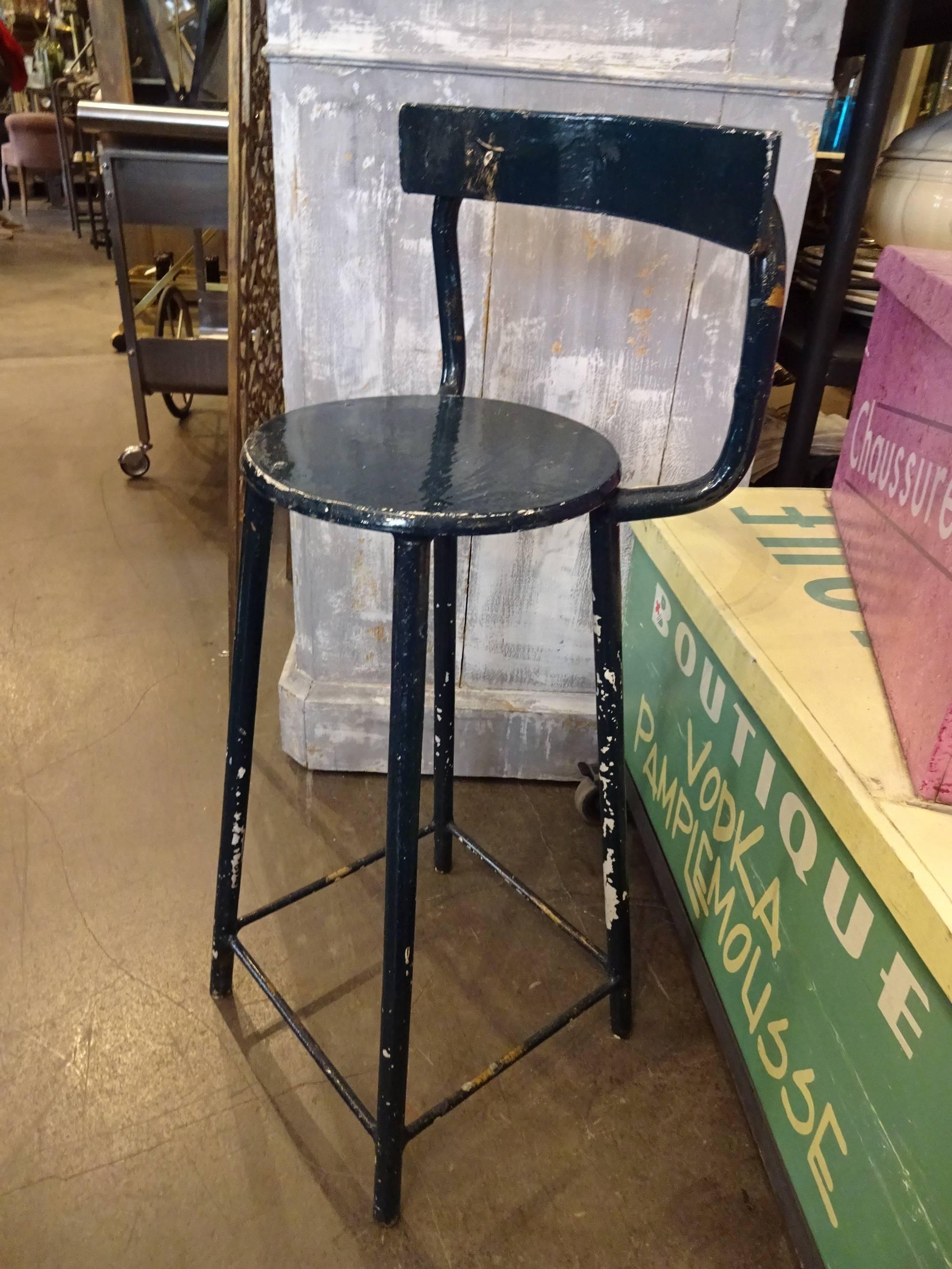 French chair from a workshop / blacksmith with a nice dark green high gloss paint.

 