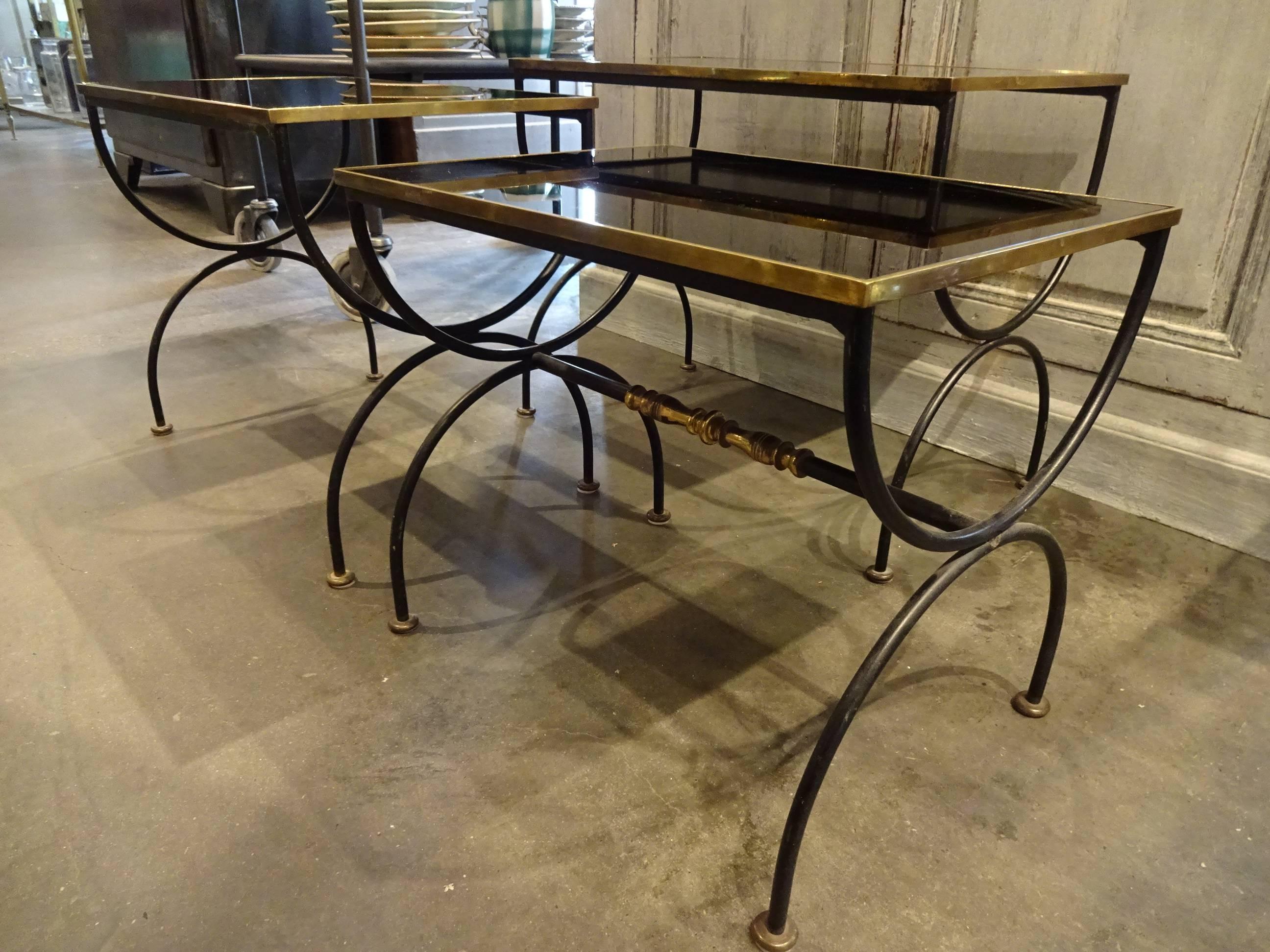 Brass Mid-20th Century French Nesting Tables