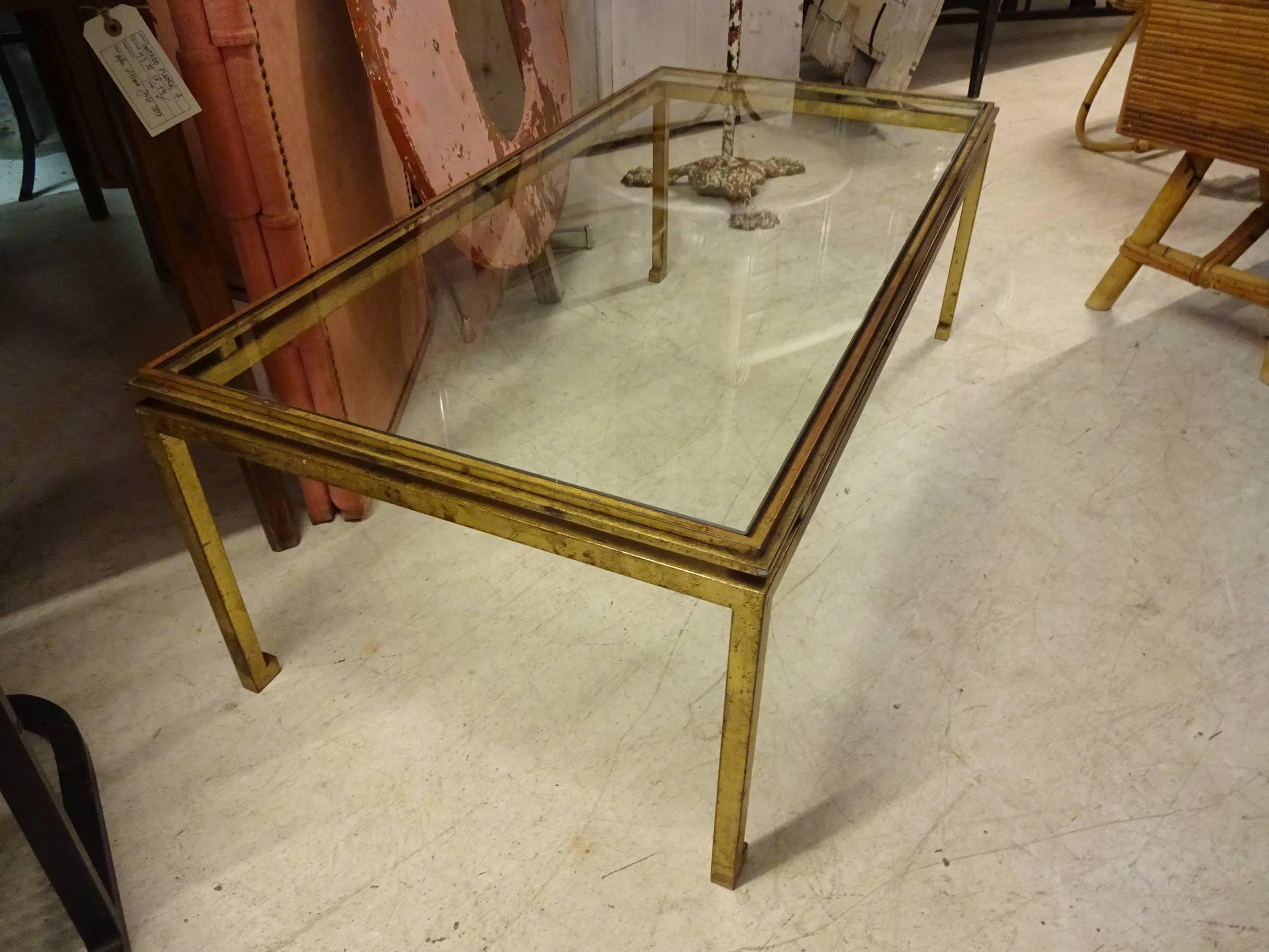 Other Mid-20th Century Maison Ramsay Iron Glass Coffee Table