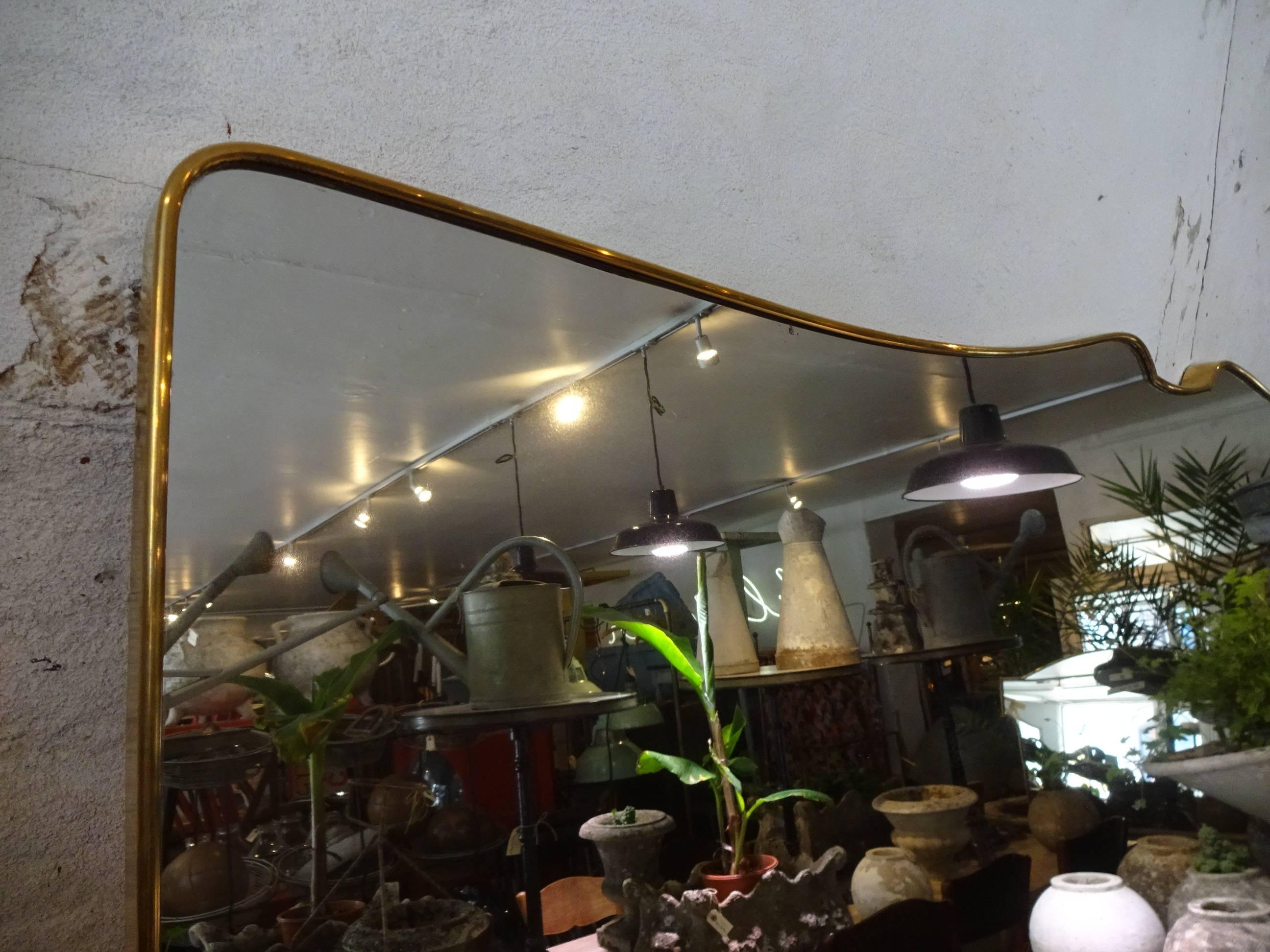 French Mid-20th Century Italian Brass Mirror