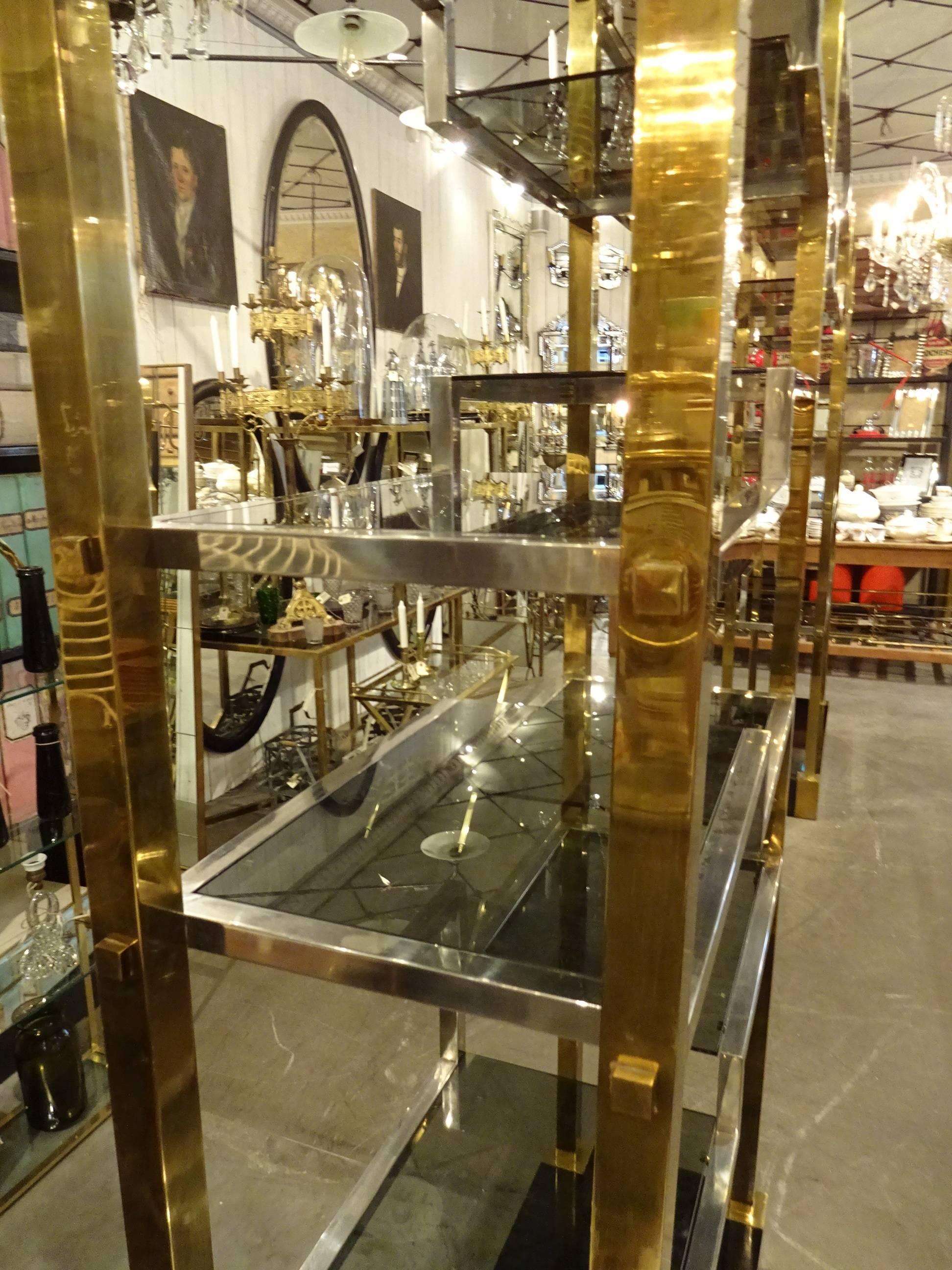 Mid-20th Century Large French Brass Shelving Unit In Good Condition In Copenhagen K, DK