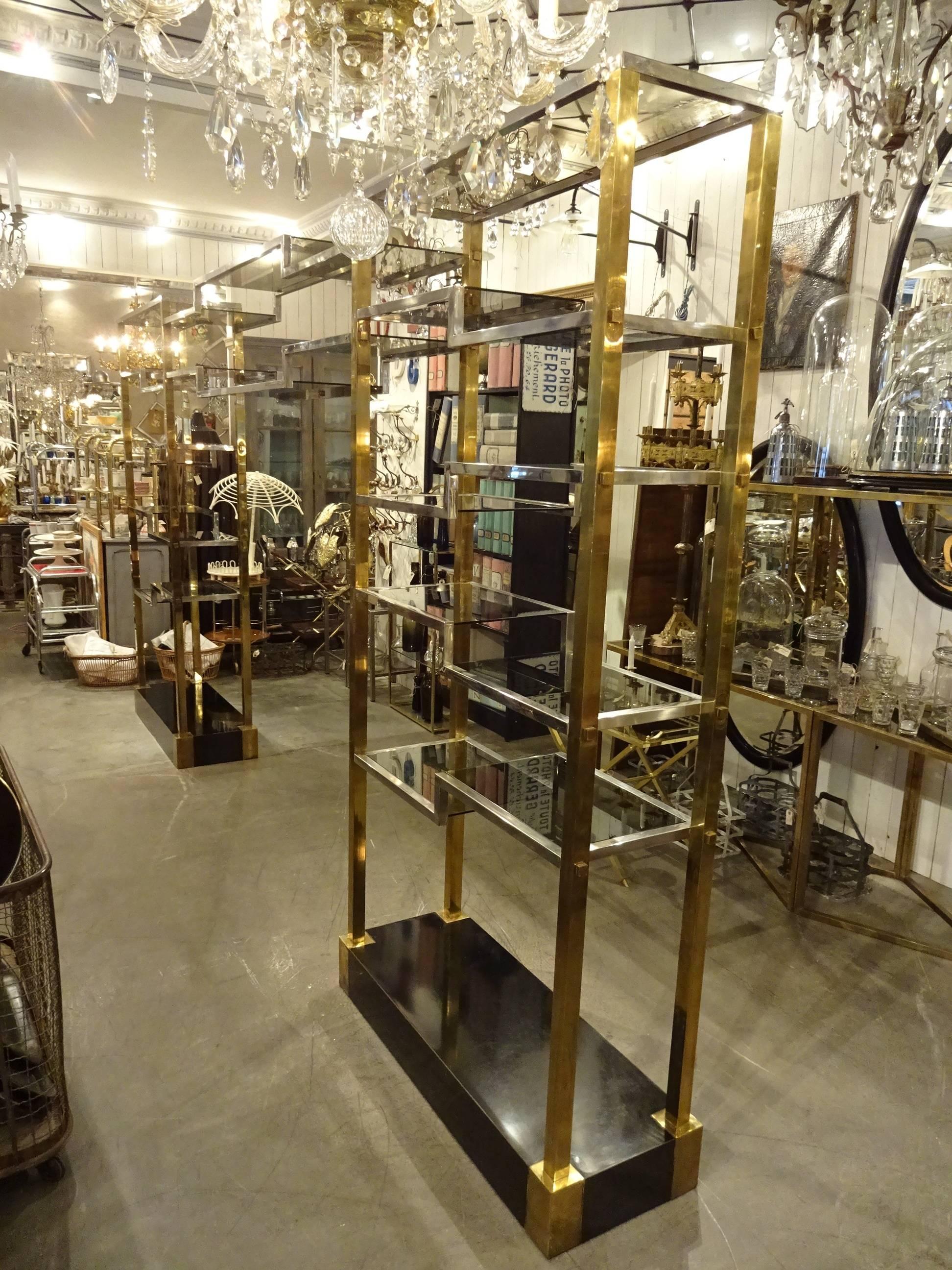 Mid-20th Century Large French Brass Shelving Unit 2