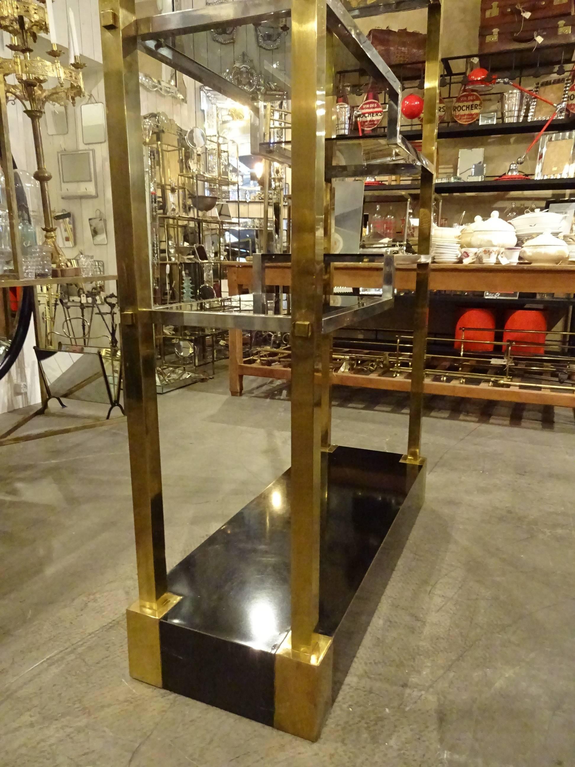 Mid-20th Century Large French Brass Shelving Unit 3