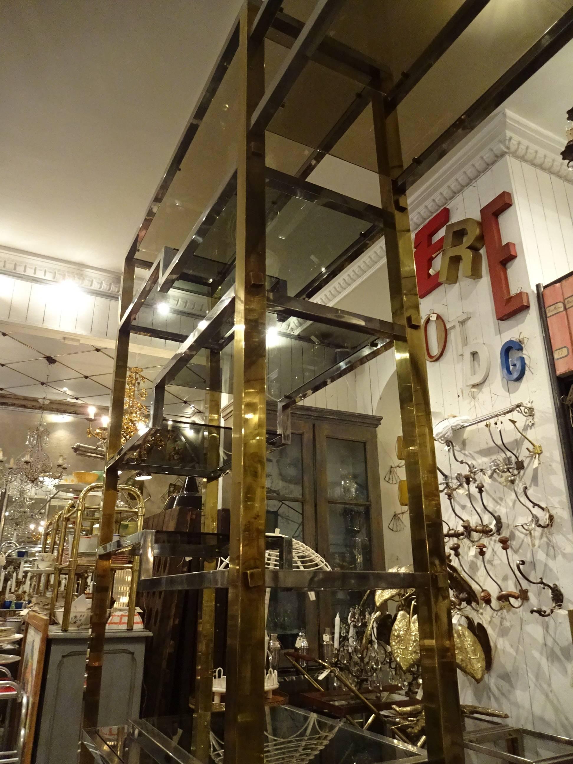 Mid-20th Century Large French Brass Shelving Unit 4