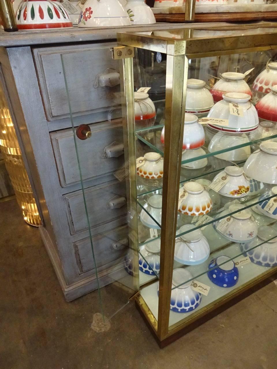 Other Mid-20th Century French Brass Display Cabinet