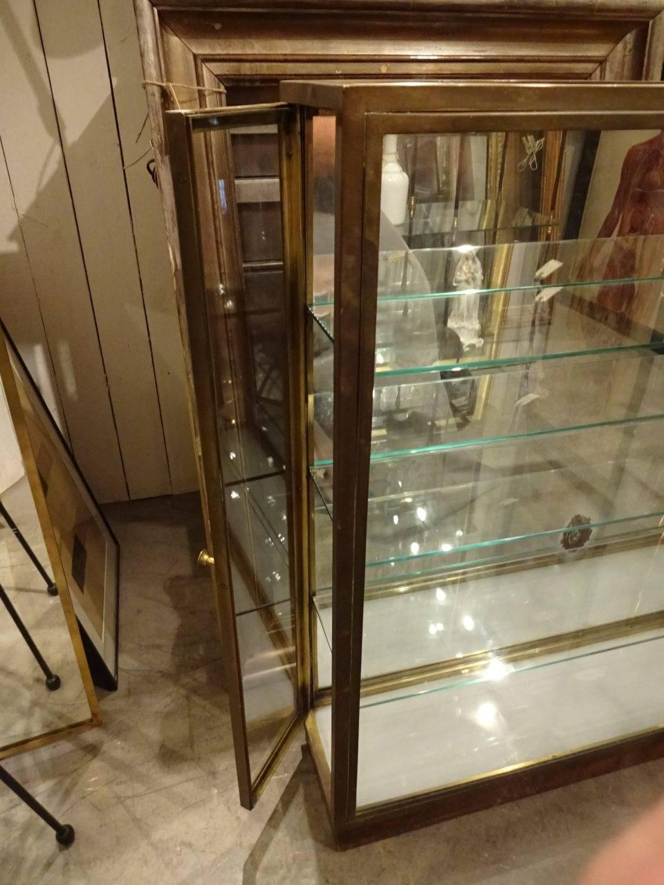 20th Century Mid-20th French Brass Display Cabinet