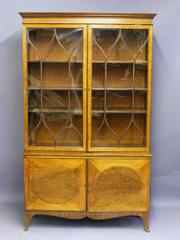 Georgian Sheraton Satinwood and Mahogany Cabinet
