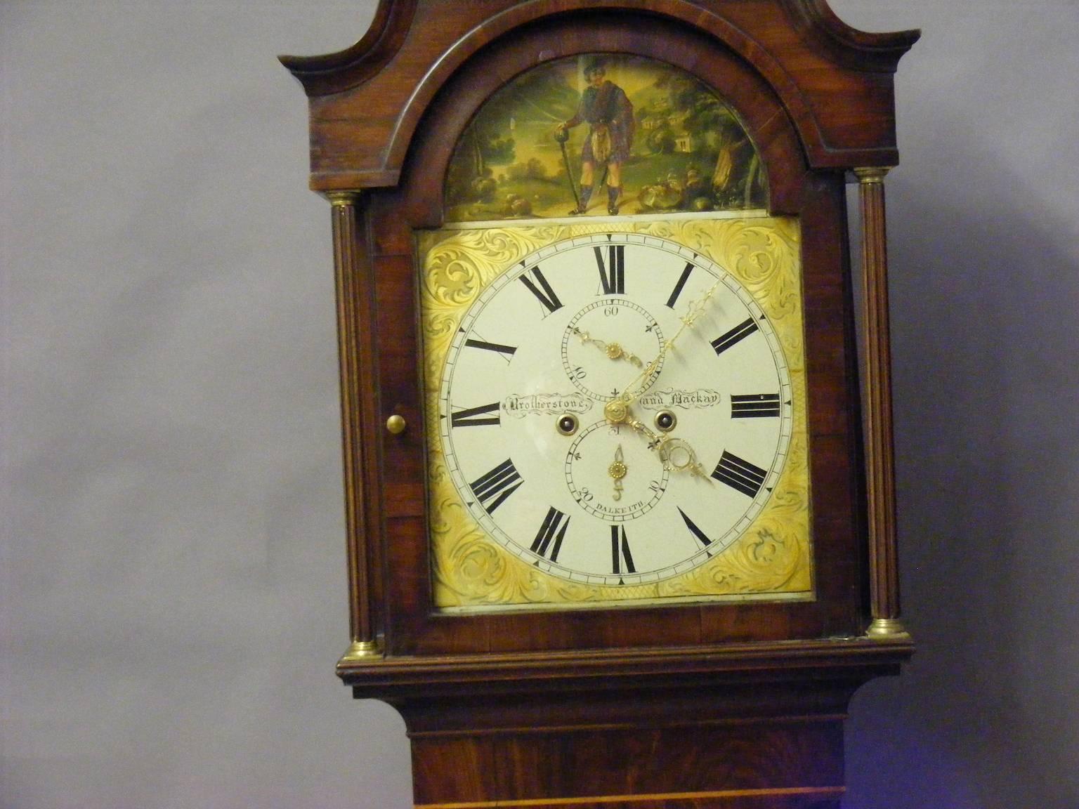 George IV Scottish Mahogany Grandfather Clock by Brotherston Mackay, Dalkeith, circa 1830