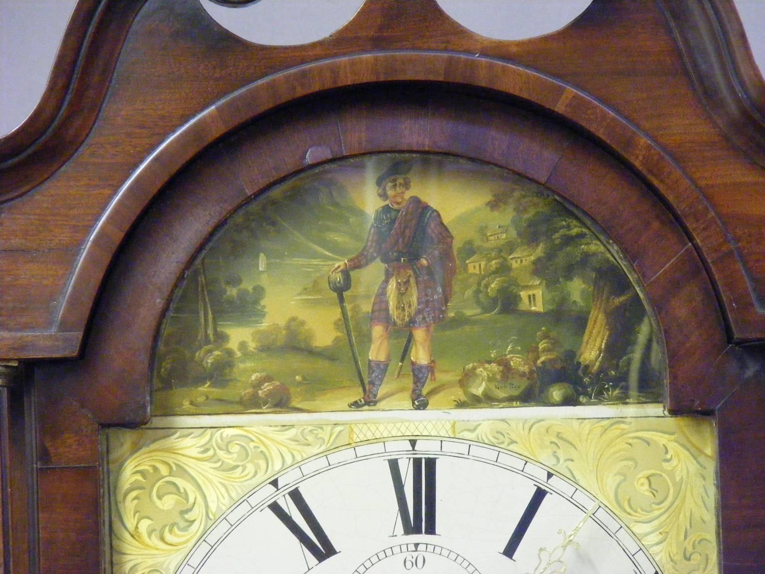 Scottish Mahogany Grandfather Clock by Brotherston Mackay, Dalkeith, circa 1830 1