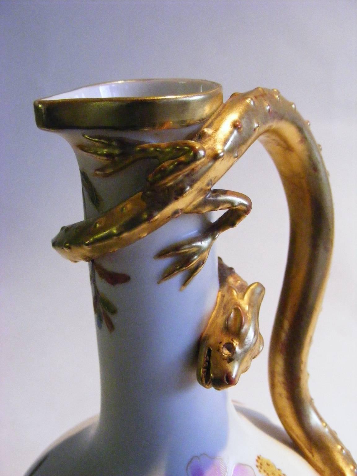This is a fine example of a late Victorian ewer made by Royal Worcester. The style is that of the famous Royal Worcester 260 design and, most rarely, is in perfect condition. A very rare piece indeed because of its quality and condition.

The