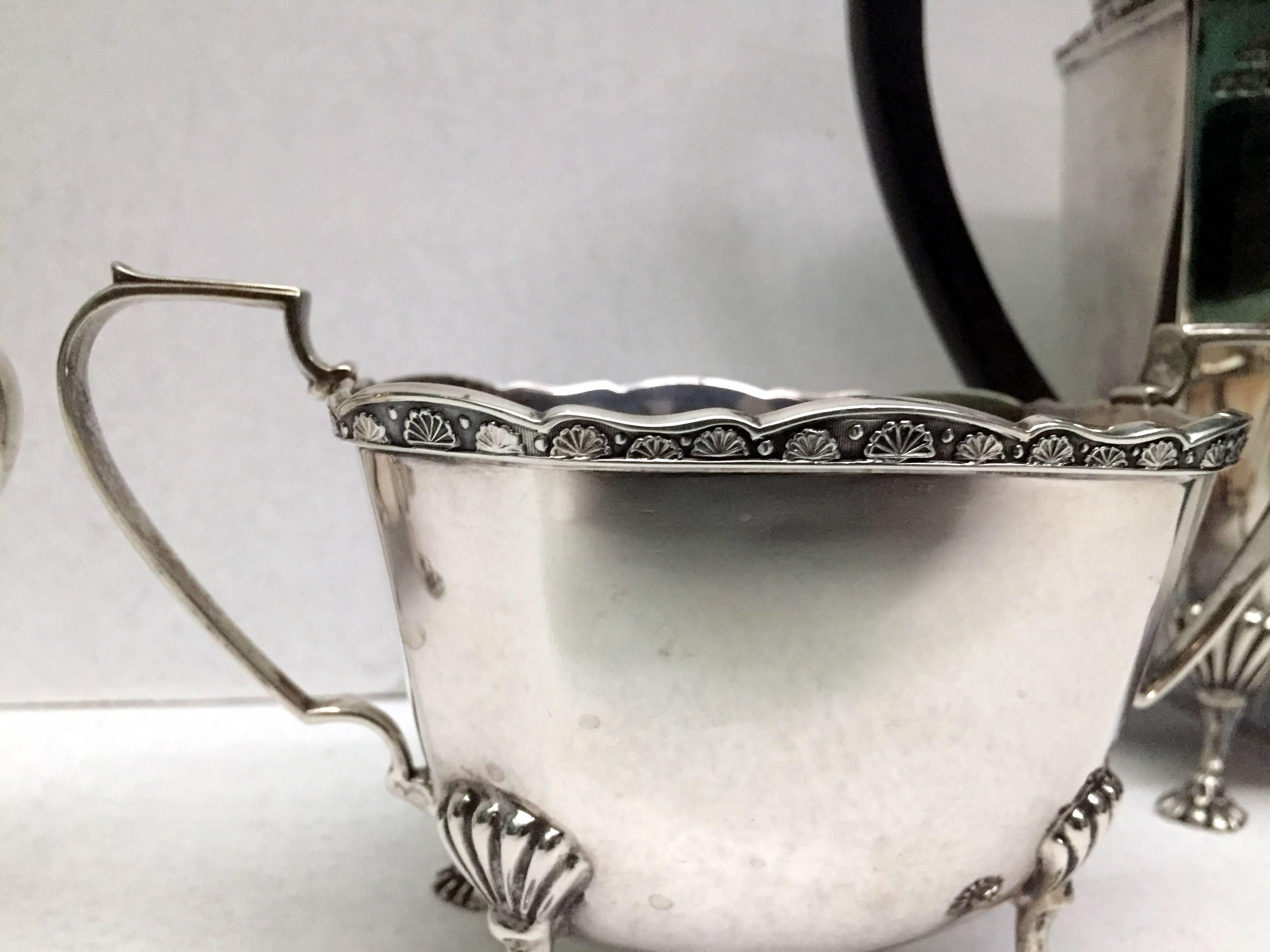 Great Britain (UK) Four-Piece Heavy Solid Silver Tea Set, 1932 Duncan and Scobbie Sheffield For Sale