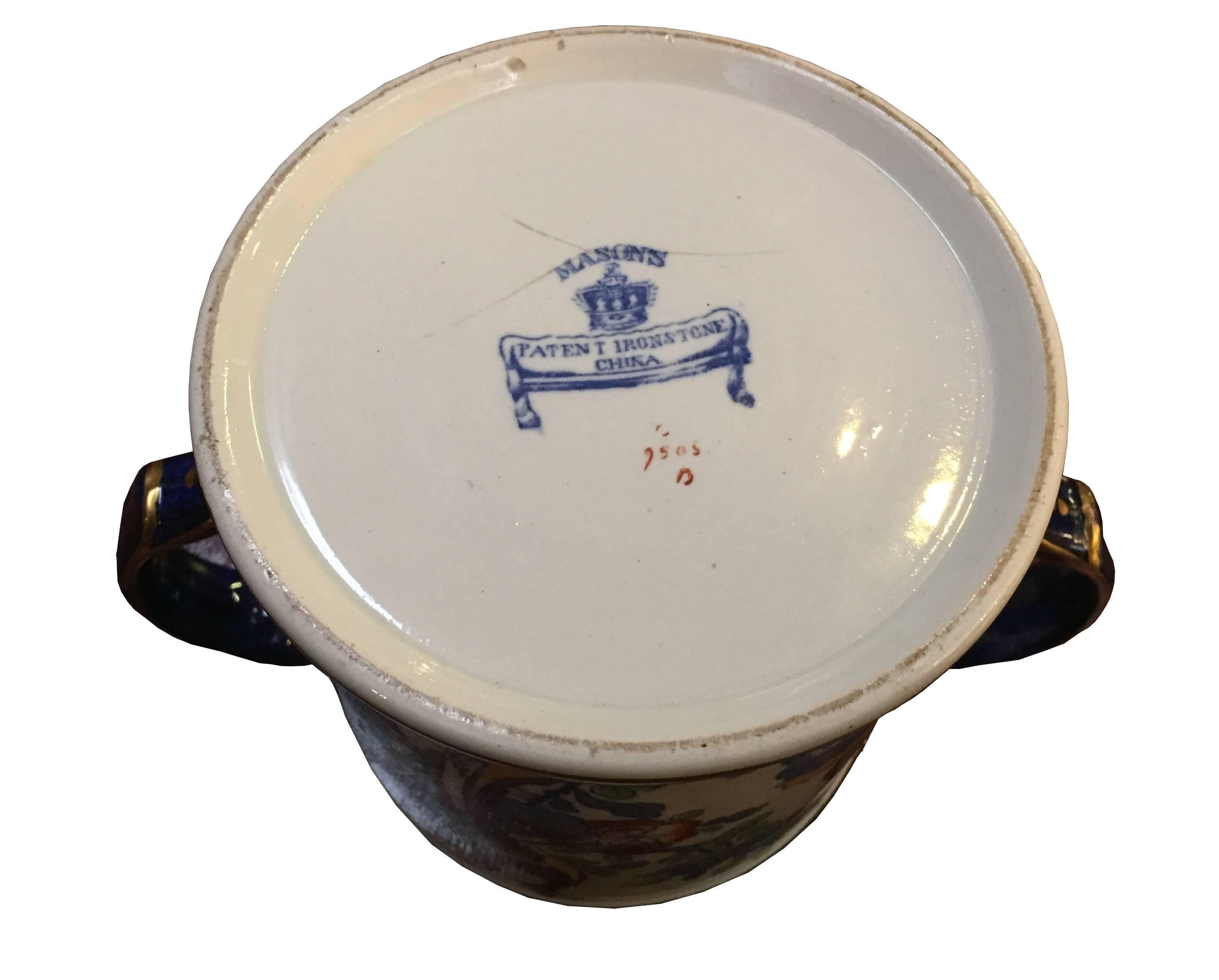 Chinese Export Antique Large Masons Ironstone China Two Handled Cup, circa 1800 For Sale