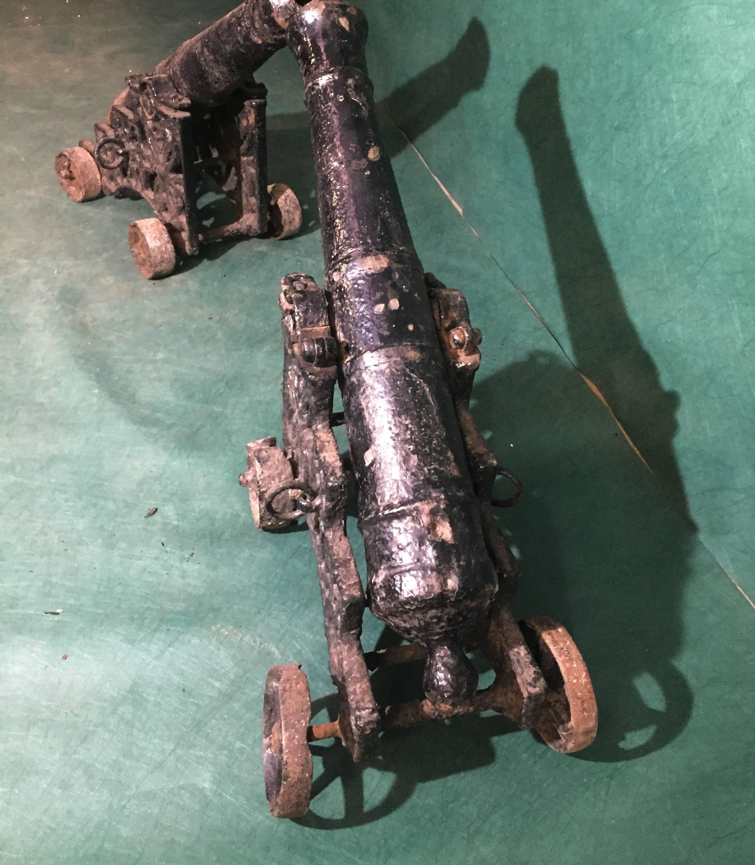 Two Antique 18th Century Original Iron Cannons of circa 1750 Period For Sale 2