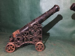 Two Antique 18th Century Original Iron Cannons of circa 1750 Period