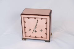 Art deco rose pink glass clock