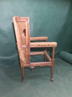 Antique Georgian Oak Wingback Chair in Stripped Condition Ready for Upholstery