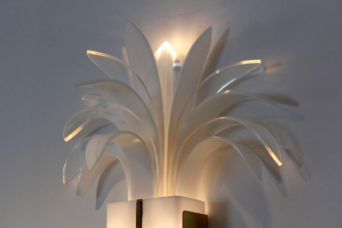 Hollywood Regency 20th Century Theo Verhulst Palm Tree Wall Light in Brass