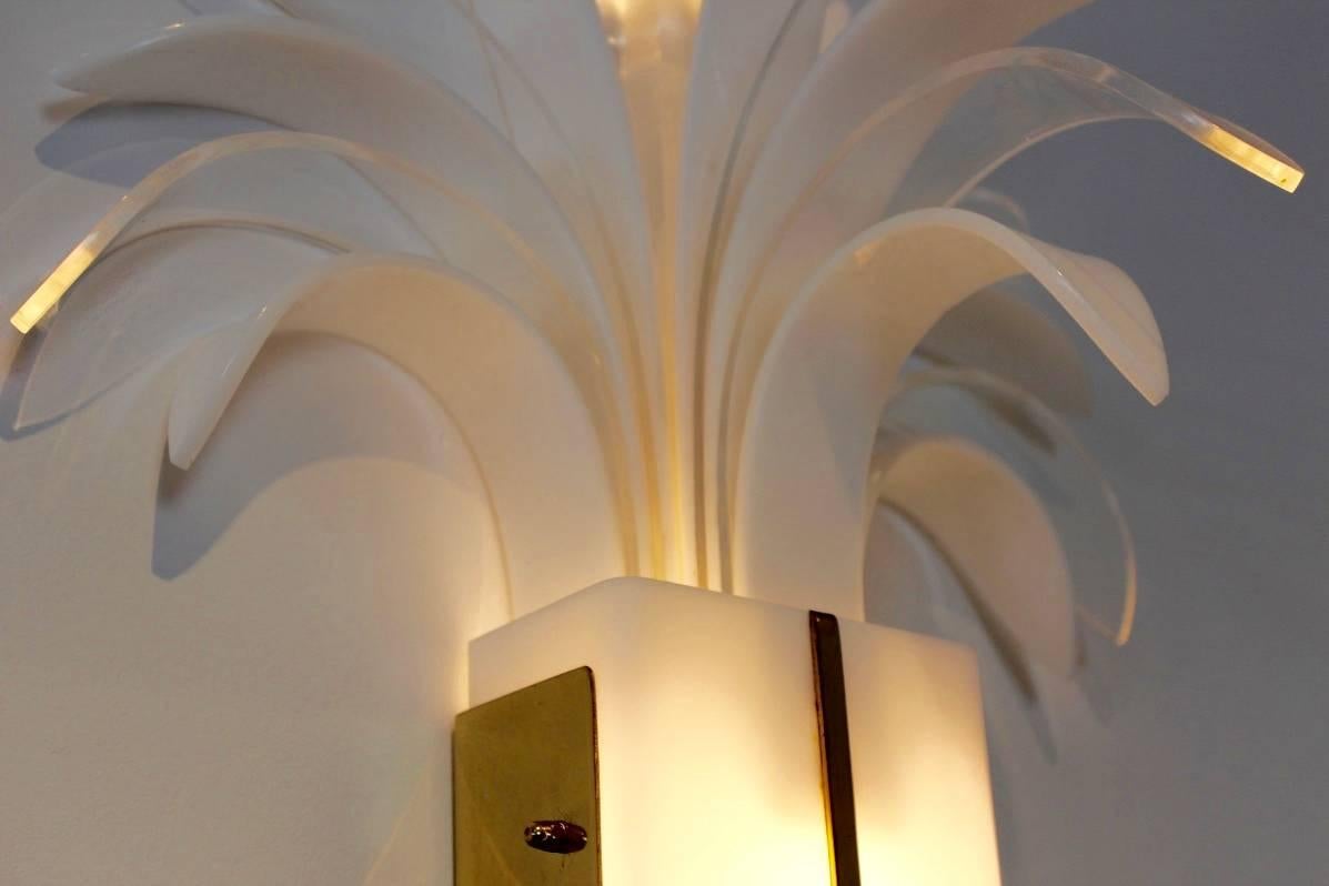 20th Century Theo Verhulst Palm Tree Wall Light in Brass In Excellent Condition In Voorburg, NL