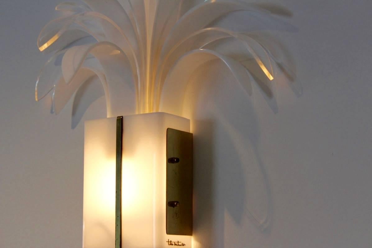 20th Century Theo Verhulst Palm Tree Wall Light in Brass 2
