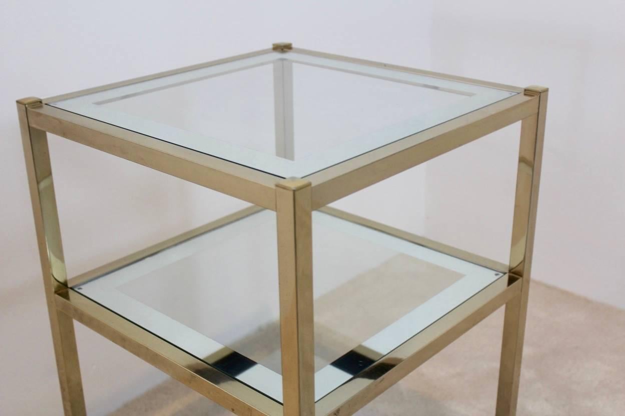 French Brass Mirrored Side Table In Good Condition For Sale In Voorburg, NL