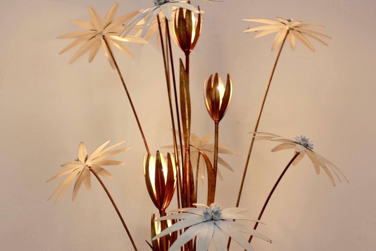 Brass Exotic Hollywood Regency Gilt Floral Floor Lamp by Hans Kögl, Germany, 1970s