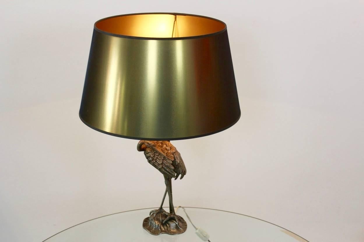 Sculptural Iron Bronzed Heron Table Lamp by Maison Baguès In Excellent Condition In Voorburg, NL