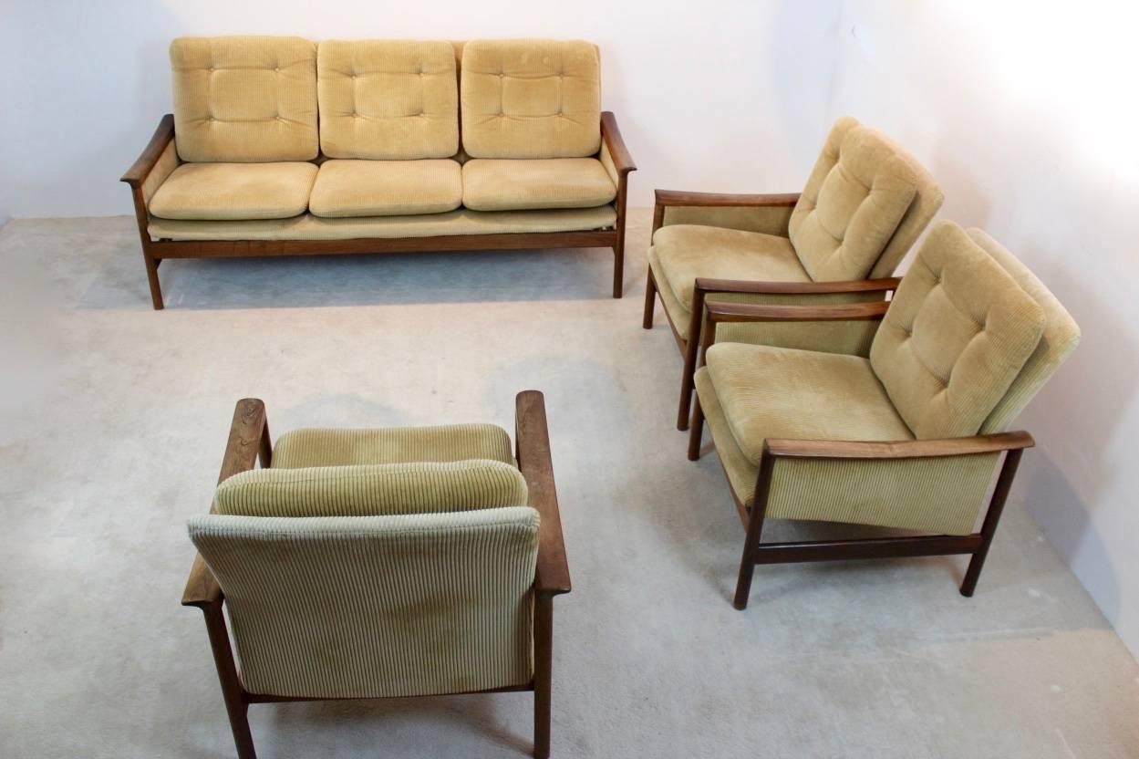 Unique Four-Piece Teak Seating Group from L.K. Hjelle Møbelfabrikk, Norway In Excellent Condition In Voorburg, NL